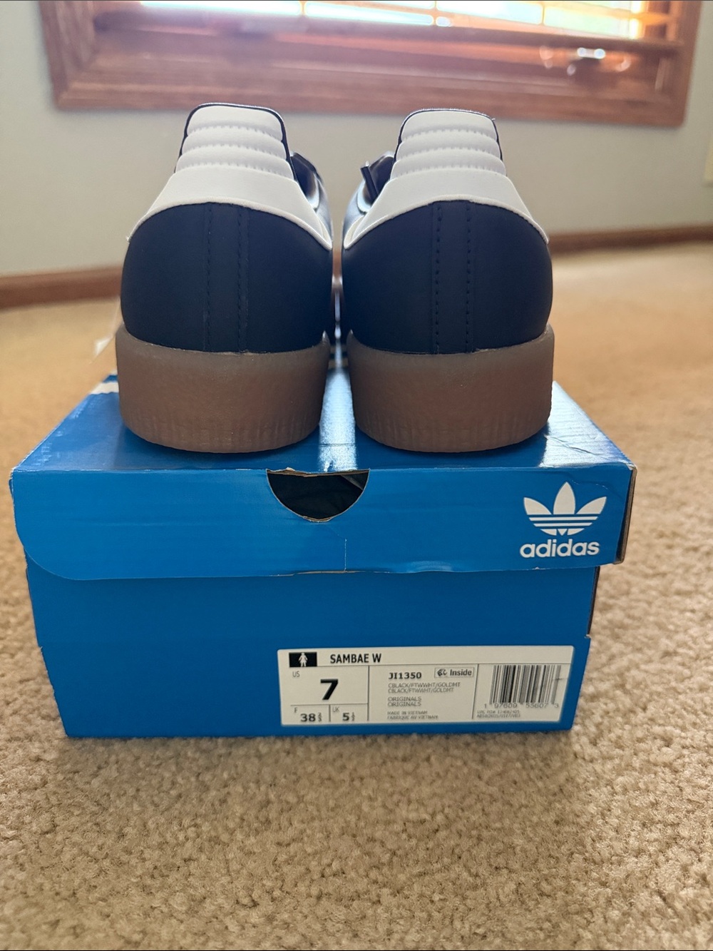 adidas Sambae Black & White Retro Low-Top Sneakers - Picture 4 of 5